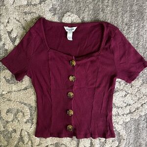 Arizona Jean Company Burgundy Button-Up Top